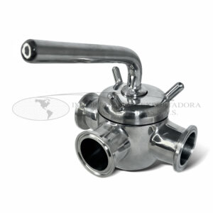 Valvula 3vias acero inoxidable clamp tipo cono