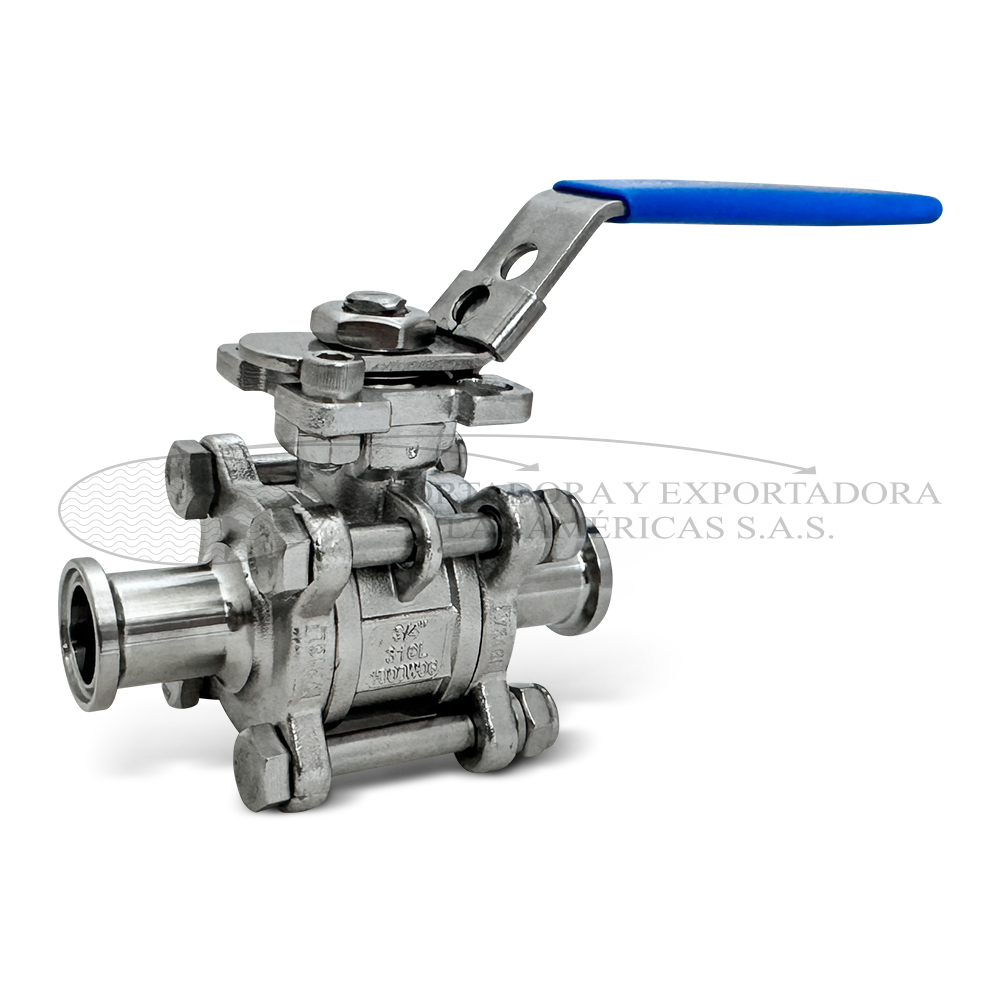 Valvula bola acero inoxidable 4tornillos con mounting clamp